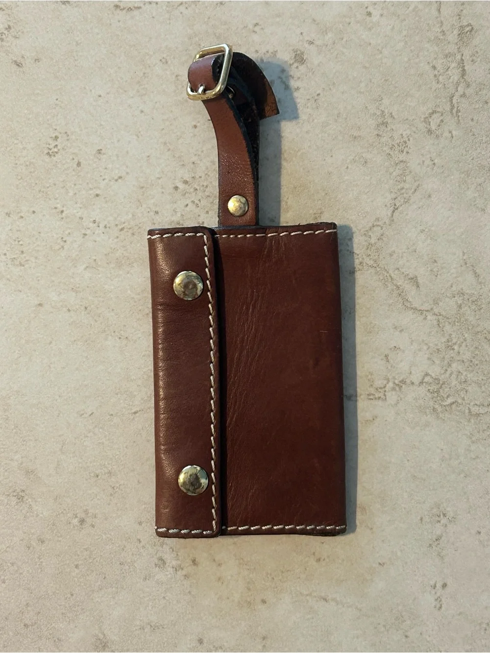 Hartmann Brown Leather Luggage bag Tag snap
